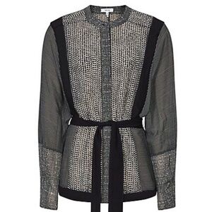 Reiss Kyria Mixed Print Tie Waist Top US 6